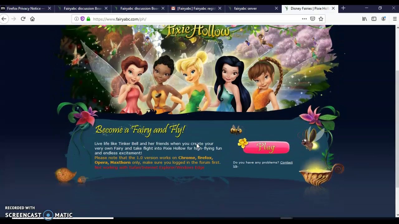 Pixie Hollow Website Game